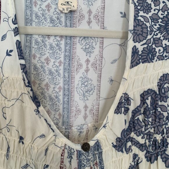 O'Neil Ladies Small Cream and Blue Boho Long Sleeve Top - Picture 10 of 10